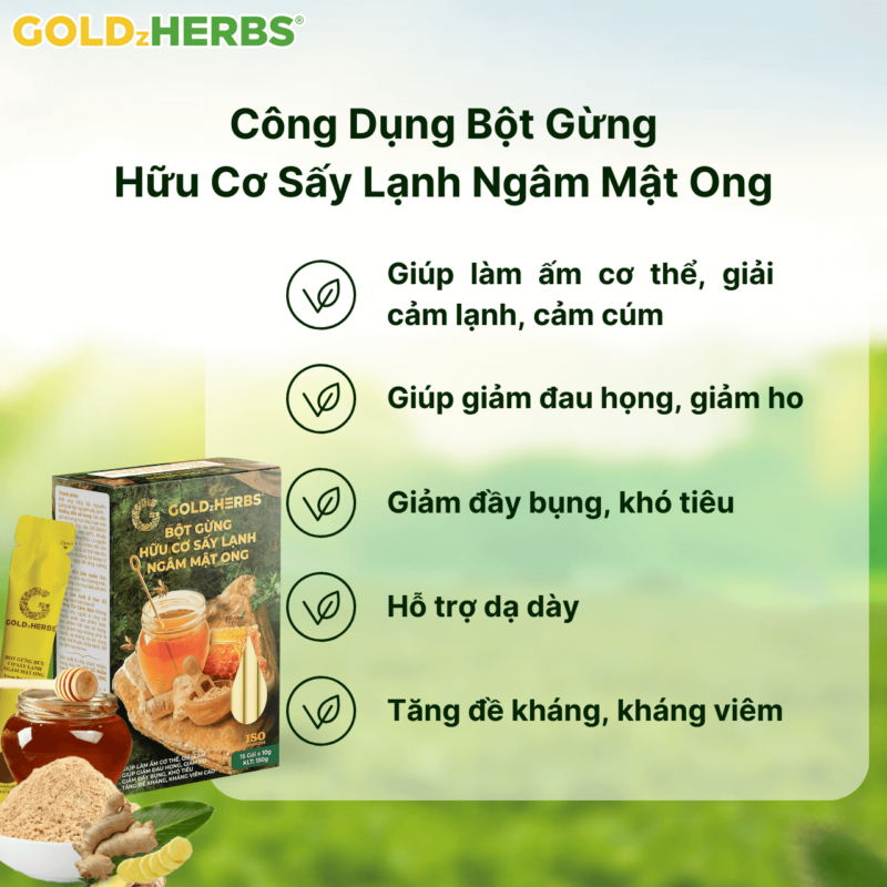 Bột gừng hữu cơ sấy lạnh ngâm mật ong - Hộp 2