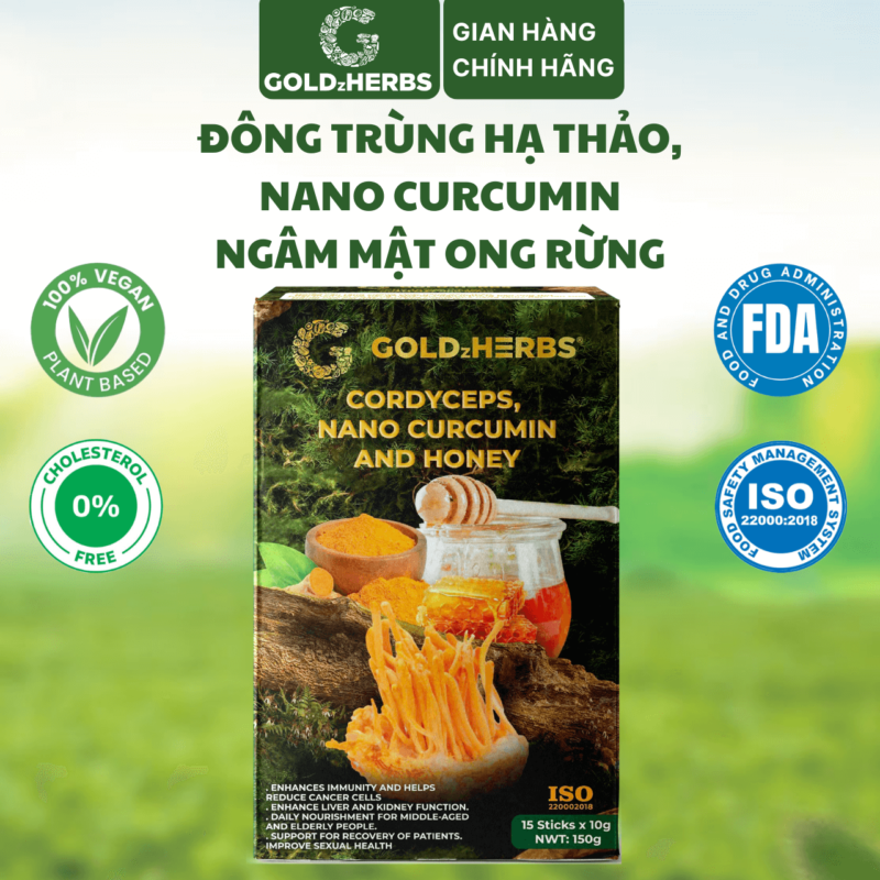 Đông trùng hạ thảo, nano curcumin ngâm mật ong rừng - Hộp 2