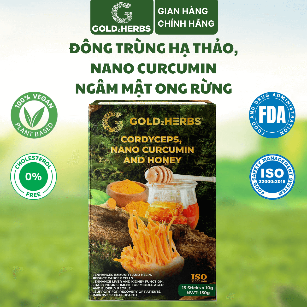 Đông trùng hạ thảo, nano curcumin ngâm mật ong rừng - Hộp 2 Đông trùng hạ thảo, nano curcumin ngâm mật ong rừng - Hộp 2